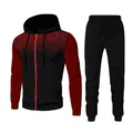 Men's athletic tracksuit set with red gradient dot pattern hoodie and black pants - S / Top And Bottom / Red