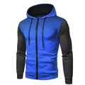 Front view of blue and black gradient dot zip-up hoodie for men's athletic wear - S / Top And Bottom / Blue