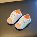 White and orange baby walking shoes with rocket pattern and non-slip soft soles - Size 14/Insole 11.5cm / Orange