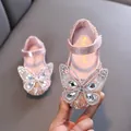 Elegante rosa Prinzessinnenschuhe für Mädchen mit glitzerndem Strass-Schmetterling - 21 / Rosa