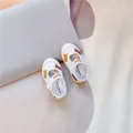 Weiße Kinder-Stoffschuhe mit Klettverschluss und süßem Bärenmuster für Kleinkinder - 180 (Innenlänge 18cm) / Weißer Bär