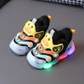 Toddler LED light-up sneakers with cute duck design and warm black fur lining - Size 16-20 / Black - Heavy Fleece Lined (H5)