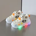 Toddler breathable mesh sneakers with LED light-up soles and cute cartoon duck design - Size 16-20 (Pack of 5) / Beige (Breathable Mesh H666)