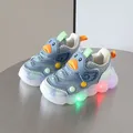 Blue baby LED light-up sneakers with breathable mesh and cute duck design for toddlers - Size 16-20 / Blue (H666)