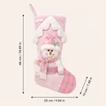 Calza di Natale grande in peluche rosa con pupazzo di neve, altezza 48 centimetri. - Pupazzo di Neve