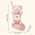 Elegante calza di Natale rosa con paillettes e decorazione Babbo Natale 3D 48cm - Modello per anziani