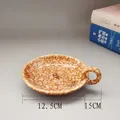 Macro detail of a modern ceramic candle holder showing specific measurements of 12.5cm and 15cm - Kiln Glaze Red / 12cm