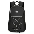 Leichter schwarzer Faltrucksack zum Wandern und Reisen mit Bungee-Cord-Design und Logo. - Unter 20L / Bungee-Cord-Stil (612) / Schwarz