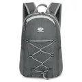 Leichter Outdoor-Sportrucksack in Grau meliert mit weißem elastischem Kordelzug-Detail - Unter 20L / Bungee-Cord-Stil (612) / Dunkelgrau