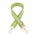 3.8cm wide adjustable green and white woven replacement shoulder strap for crossbody handbags - 27 Light Green / Silver Buckle