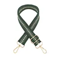 Adjustable 3.8cm wide woven crossbody bag strap in dark green with geometric patterns - 29 Dark Green / Silver Buckle