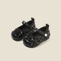 Elegantes zapatos de princesa negros con lentejuelas para niñas con perla decorativa - Talla 15 (Interior 12.0cm) / Negro