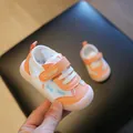 Orange breathable mesh baby walking shoes with soft sole for toddlers. - Size 14/Insole 11.5cm / Orange