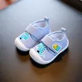 Chaussures de marche pour bébé bleu clair à semelle souple avec motif dinosaure et velcro - Lot de 6 Paires (Tailles 16-21) / Lot de 6 Paires / Bleu