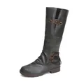 Κομψές γκρι γυναικείες μπότες ιππασίας με πλαϊνή αγκράφα και διακοσμητικά κορδόνια - 35 / Γκρι