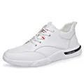 Modern white leather sneakers for men featuring a breathable design and a soft rubber sole - 38 / Flats / White