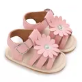 Rosa Lauflernsandale für Babymädchen mit Gänseblümchen-Dekoration - Rosa