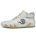 Chaussures décontractées montantes vintage en cuir blanc pour hommes avec semelle ondulée - 38 / Blanc