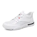 Breathable white men's casual board shoes with perforated leather and soft sole - 38 / Hollow White (Summer)