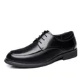 Classic black leather lace-up business dress shoe for men in formal style - 37 / Black