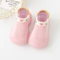 Comfortable pink baby walker sock shoes with cute heart embroidery and soft rubber sole - 18/19 / Heart Low Top (0027) / Pink