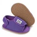 Close-up of purple baby walking shoes with breathable mesh and non-slip soft sole - Purple