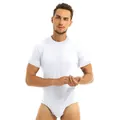 Breathable white men's short-sleeved round neck bodysuit for comfortable home wear - M / Set / White