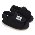 Breathable black mesh baby sandals with soft rubber sole and adjustable strap - Inner Length 11cm / Black