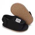 Detail view of breathable mesh baby sandals with non-slip soft rubber sole for infants - Black