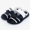 Men's outdoor PU leather sandals with breathable black straps and soft anti-slip soles - 38 / Black and White