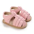 Adorable pink soft sole baby sandals for infants aged 0-1 year old, perfect for summer wear - Pink