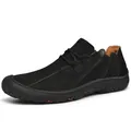 Black lightweight outdoor hiking shoe for men with textured rubber sole - Black