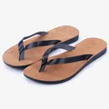 Classic women's summer flip-flop sandals with brown footbed and black thong straps - 38 / Brown-Black