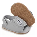 Detail of gray breathable mesh baby sandals with non-slip soft rubber sole - Gray