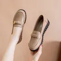 Comfortable soft-sole non-slip beige flat loafers for women daily work wear - 38 / Dusty Pink
