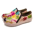 Vista macro detallada de estampado floral vintage en zapatos de cuero para mujer - 37 / Amarillo
