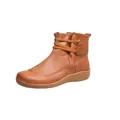 Bottines confortables en similicuir marron pour femmes avec lacets élastiques décoratifs - 35 / Jaune