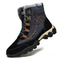 Men's winter outdoor snow boots with warm grey fur lining and rugged anti-slip sole - 37 / Blue