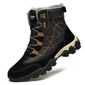 Men's winter snow boots in black with warm faux fur lining and anti-slip sole - 37 / Black