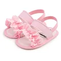 Rosa Baby-Sandalen mit Rüschen, weichen Sohlen und elastischem Fersenriemen für Mädchen - 11cm / Rosa