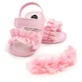 Rosa geraffte Babysandalen und Blumenstirnband-Set für Säuglinge - 11cm / Set (Sandalen Und Stirnband) / Rosa