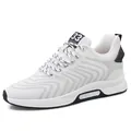 White breathable flying-woven mesh sneakers for men with 8cm invisible height increase - 37 / White
