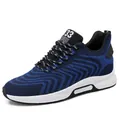Navy blue breathable fly-woven sports sneakers with 8cm invisible heightening sole - 37 / Blue