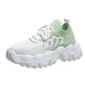Sneakers a calzino da donna in fly-knit verde menta e bianco con suola spessa alla moda - 35 / Verde