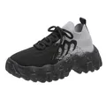 Sneakers a calzino traspiranti in fly-knit da donna nero grigio con suola platform - 35 / Nero