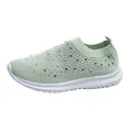 Zapatillas deportivas sin cordones verde menta de tejido transpirable con pedrería fina - Verde