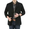 Men's casual black cotton blazer in a comfortable loose fit for spring and autumn seasons. - M / Tops / Black