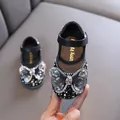 Elegantes zapatos Mary Jane negros para niña con lazo decorativo de strass brillante - 21 / Negro