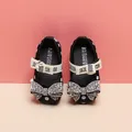 Close-up detail of toddler girl princess shoes featuring rhinestone bow and polka dot pattern - Internal Length 11.5cm / Polka Dot Rhinestone Bowknot Style (23MBX271) / Black