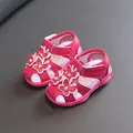 Toddler girl's pink butterfly sandals with soft non-slip sole - 16 / Hot Pink